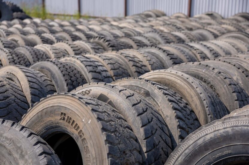 Warehouse filled with truck tires ready for service