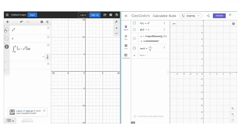 Desmos and GeoGebra graphing tools open on screen for exploring Math and Physics equations